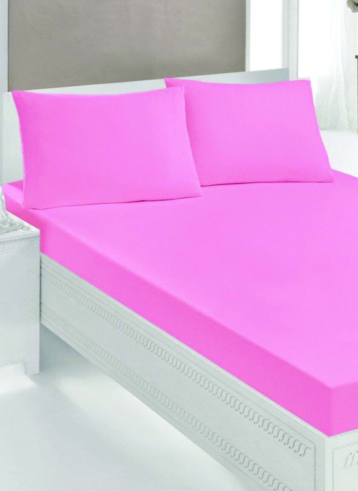 Set čaršav sa lastikom za jedan krevet+jastučnica rozi  2/1