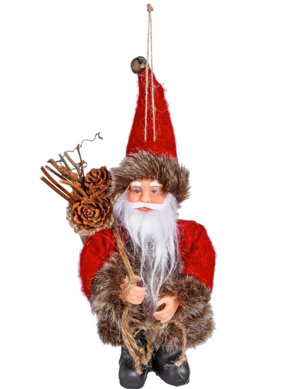 Novog. kićanka-Deda Mraz 13cm crveni Feeric Lights and Christmas