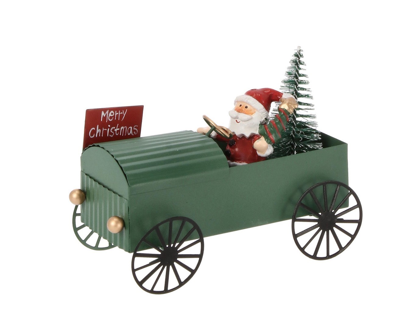 Dekor. novogodišnja figura - Deda Mraz u automobilu Bizzotto