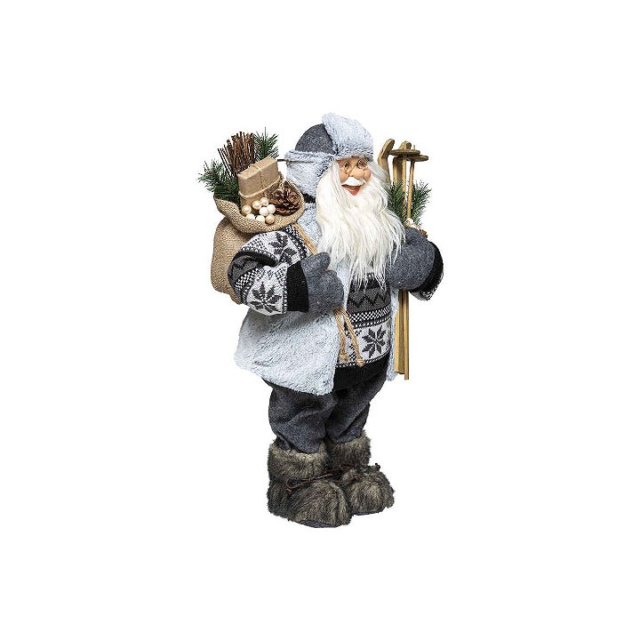 Novog. figura Deda Mraz sa poklonima 45cm sivi/beli Feeric