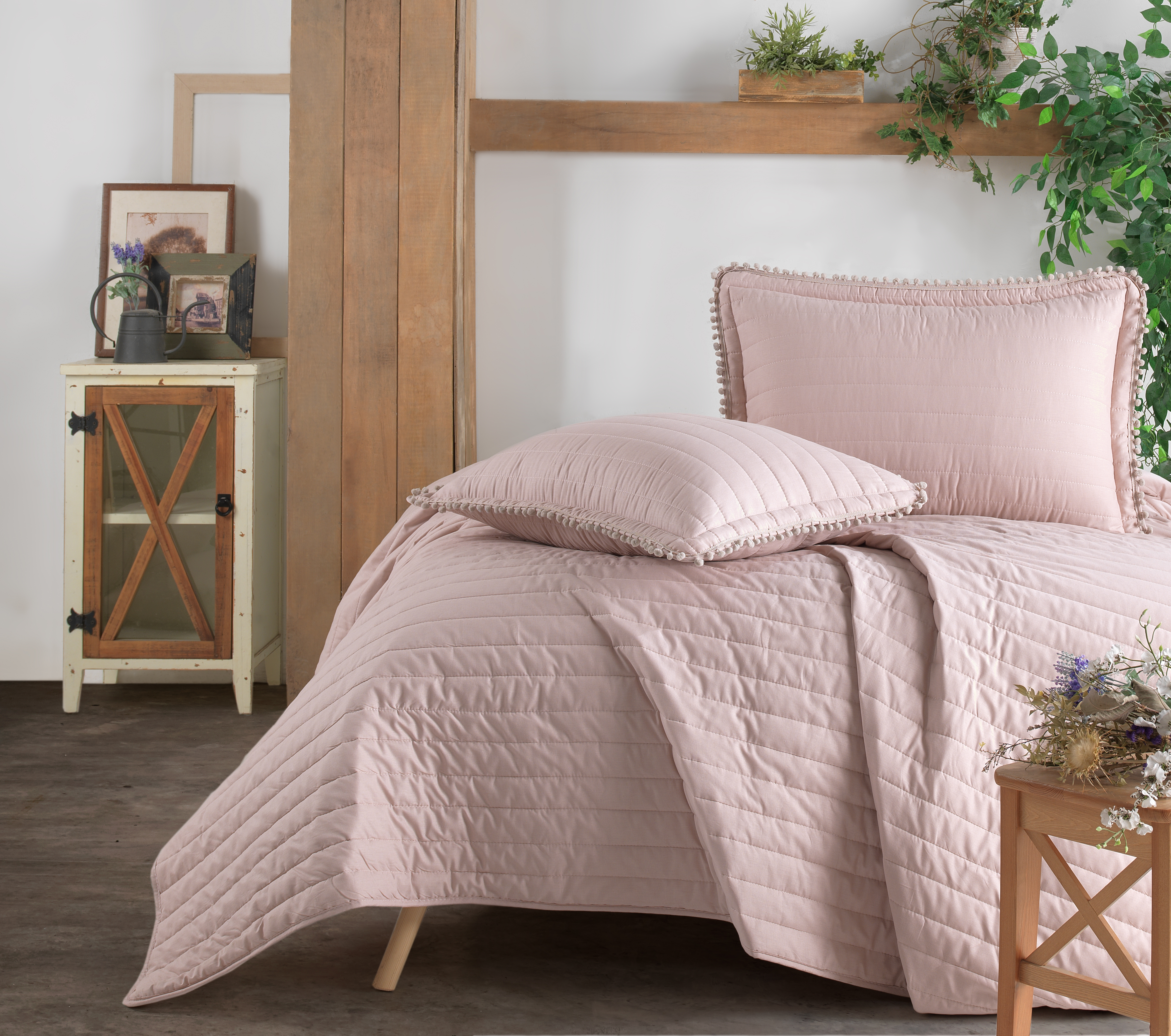 Prekrivač za jedan krevet sa jastučnicom Pedra V3 puder roza Clasy