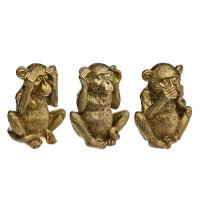 Set dek.figura-majmuni mudrosti 3/1 boja zlata Atmosphera C.Dinte.