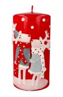 Novogodišnja sveća Reindeers fi 7x10cm crvena Artman