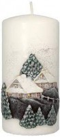Novogodišnja sveća Winter House fi 7x17.5cm krem Artman