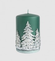 Novogodišnja sveća Winter Trees fi 7x17.5cm zelena Artman