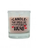 Mirisna sveća Hug 85x70mm u staklenoj čaši nežno roza Lumar