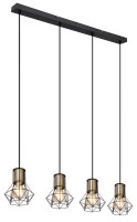 Plafonska svetiljka-visilica Priska E27 4x40W crna/mesing Globo