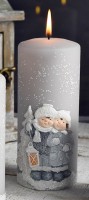 Novogodišnja sveća Winter Fairytale fi 7x17.5cm siva Artman