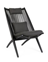 Baštenska stolica Aloha 84x66cm crna sa sivim jastucima Bizzotto