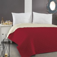 Prekrivač štepani 200x220cm za franc. krevet crveni/bež C. Angel
